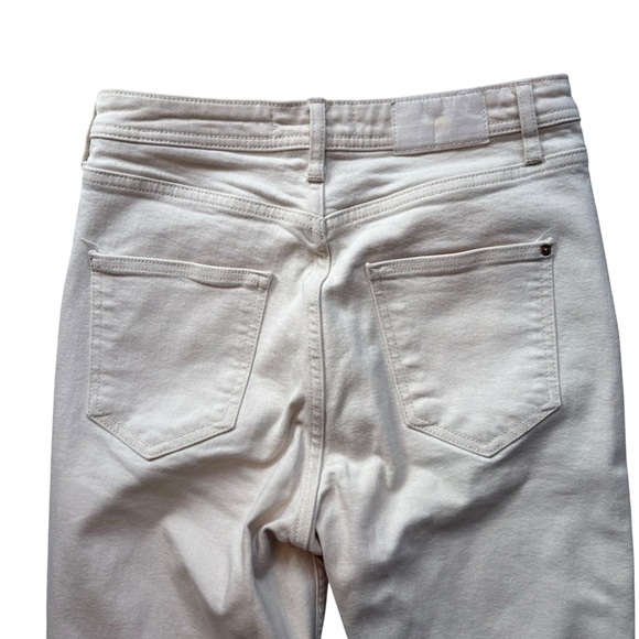 ZARA Ecru Wide Straight Leg Side Vent High Rise Jeans, Sz 6, 32.5” Inseam - Picture 6 of 11